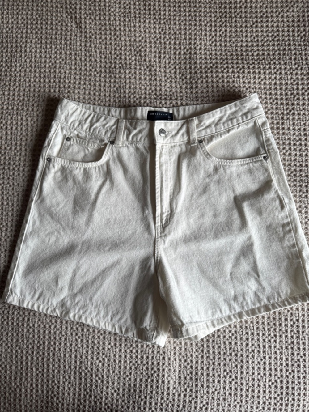 ASOS Cream High-Waist Denim Shorts